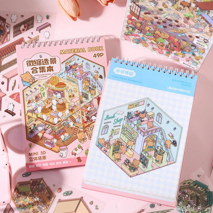 Mr Paper 3D Cabin Scene Stickers Book Visual Stacking Cartoon Scene Sticker Collection DIY Cabin Scene Stationery  Stickers Beauty World Shop