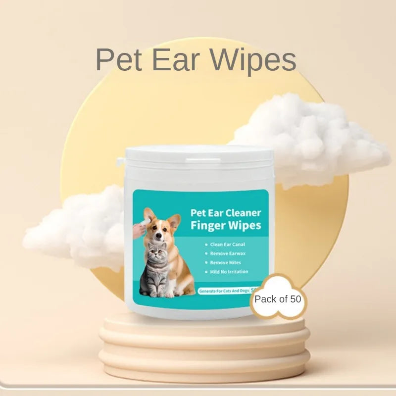 50 PCS Pet Cleaning Products  Ear Cleaning Wipes  Ear Care Fingertips  Ear Mite Removal  Cat and Dog Ear Cleaning Pet Products Beauty World Shop