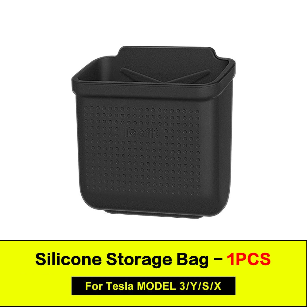 Silicone Car Storage Box For Tesla Model 3 Y S X 2017-2022 2023 Hidden Organizer Tray Bag Box Phone Coin Holder Auto Accessories Beauty World Shop