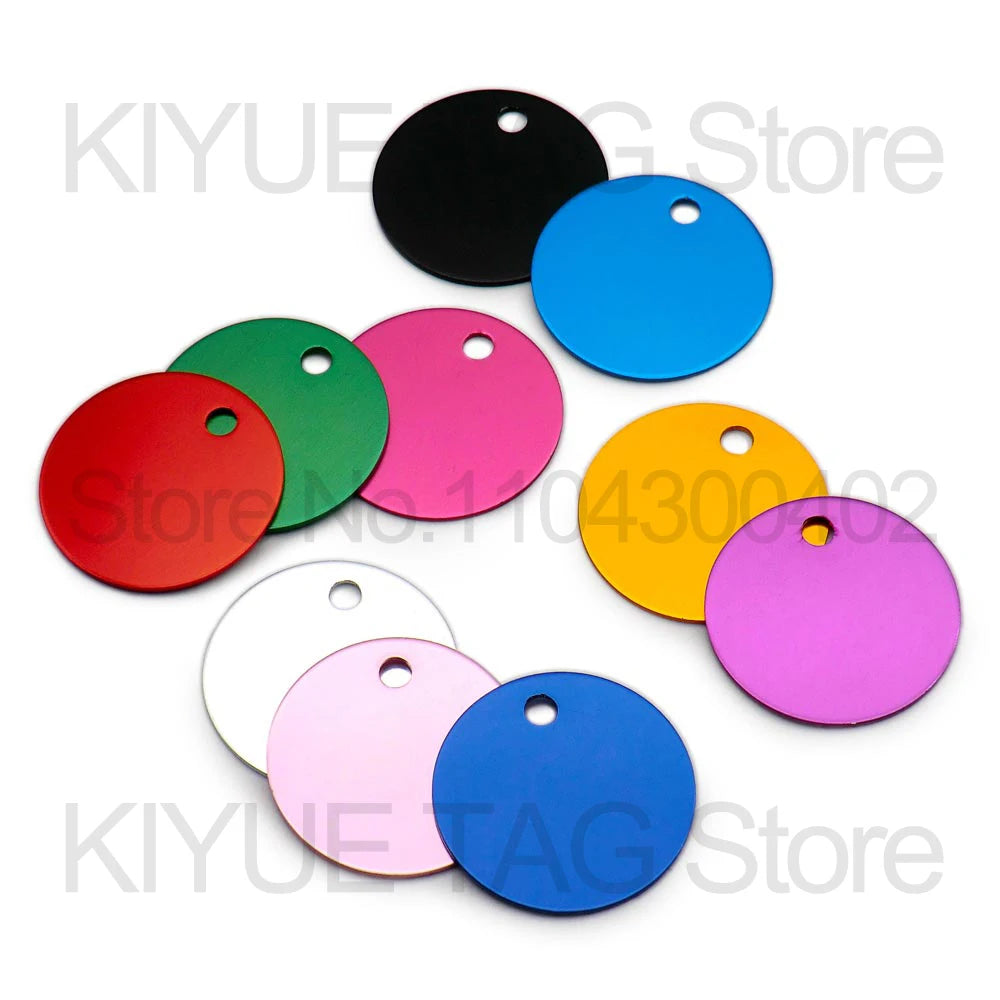 Wholesale 100Pcs Aluminum Round Dog ID Tags Name Plate Anodizing Label Tags Chain Hanging Keys Personalized Name ID Tag Beauty World Shop