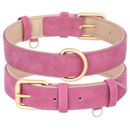 Soft Padded Dog Collar Leash Set PU Leather Pet Dog Collars Necklace With Walking Lead Rope Adjustable For Small Medium Dogs Pug Beauty World Shop