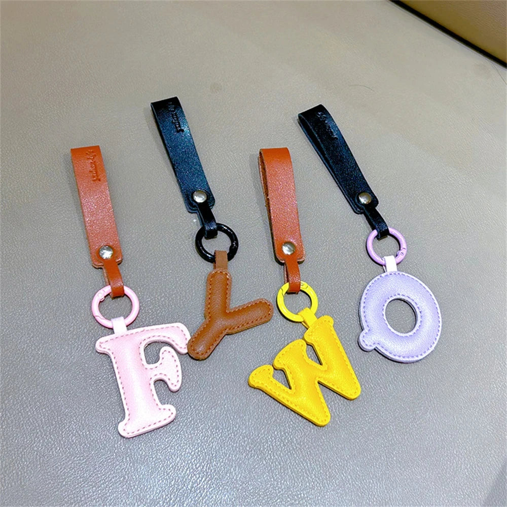 Creative PU Leather 26 Letter Keychains Fashion Alphabet Keyrings Handbag Ornaments Pendant Car Key Holder Accessories Gifts Beauty World Shop