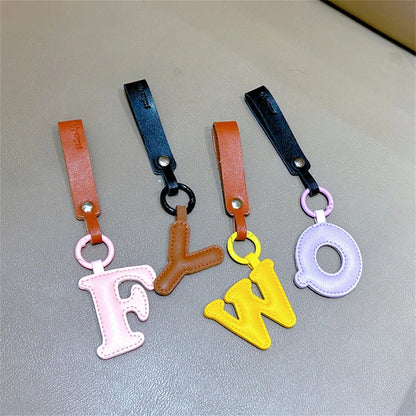 Creative PU Leather 26 Letter Keychains Fashion Alphabet Keyrings Handbag Ornaments Pendant Car Key Holder Accessories Gifts Beauty World Shop