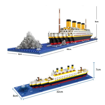 Titanic ship model children's toys birthday gift assembly building block plastic block with lamp toy Titanic building block toy Beauty World Shop