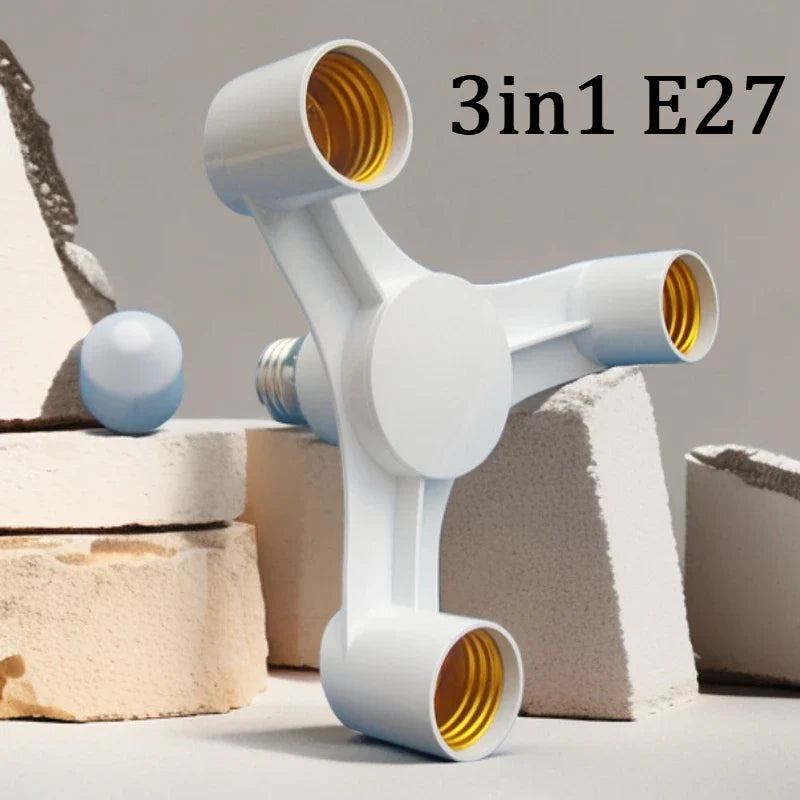 3In1 E27 to E27 extended LED bulb socket splitter adapter bracket, suitable for photography studios, kitchens, restaurants Beauty Trend Shop