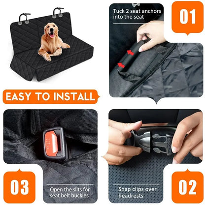 Dog Car Rear Seat Protective Cover Waterproof Dirt Resistant Pet Seat Cover Black Shoulder Strap Hammock Pet Travel Mattress Beauty World Shop