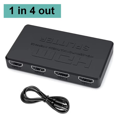 4K 2K HDMI-compatible Splitter 1 in 4 out 4x1 HDTV Switch HDMI-compatible Adapter HD Video Switcher for Xbox PS4 DVD PC Laptop Beauty World Shop