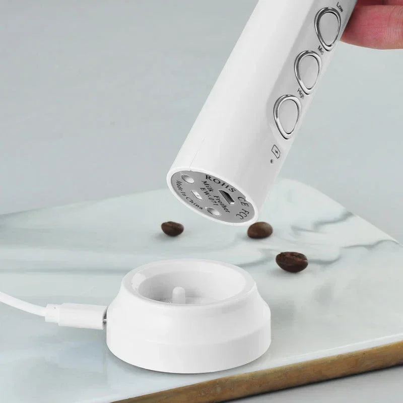 Wireless Milk Foam USB Rechargeable Handheld Electric Foam Maker 3 Speeds for Latte Cappuccino Hot Chocolate Coffee Whisk Mixer Beauty World Shop