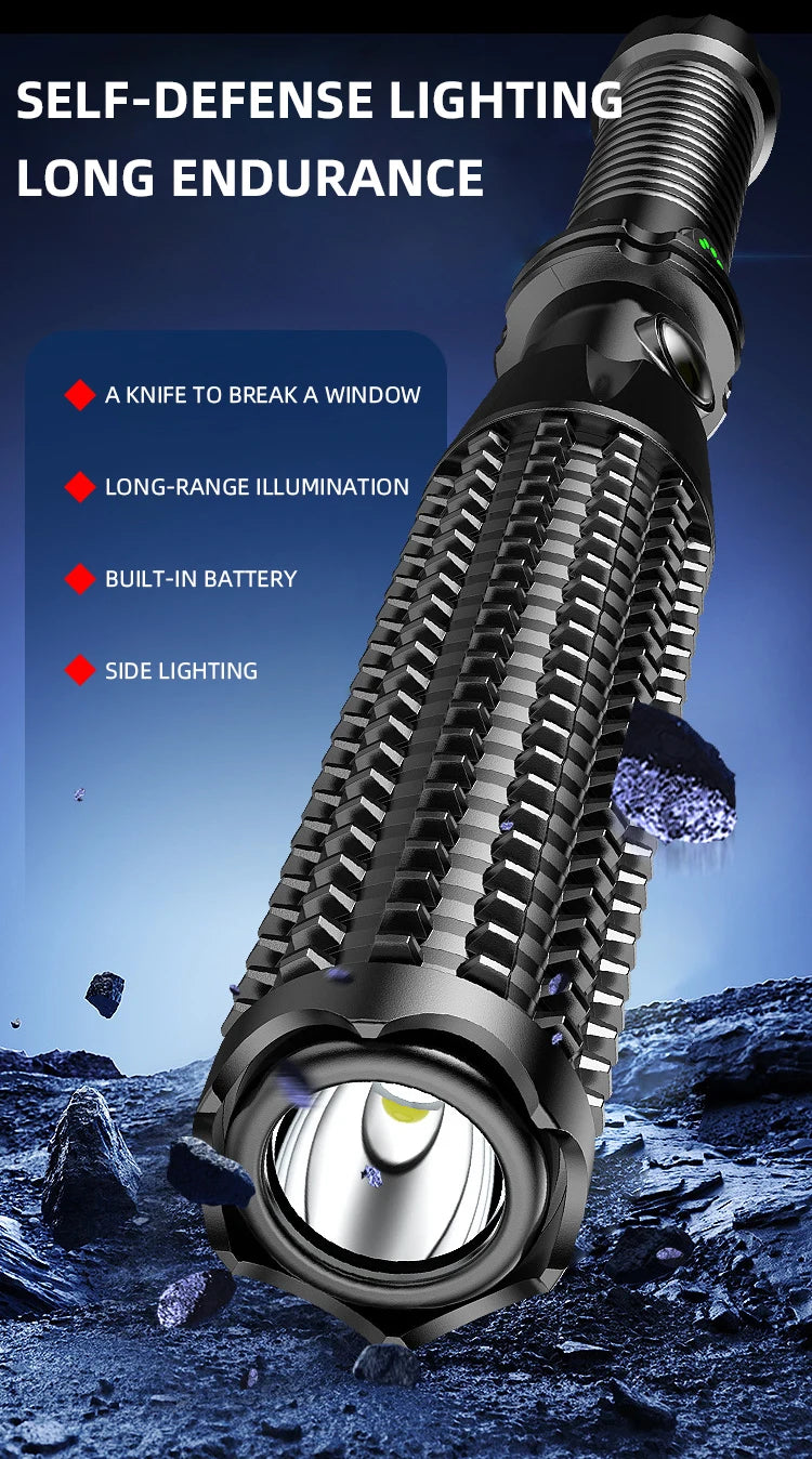 Wolf Tooth Lamp Rod Strong Light Charging Outdoor Super Bright Multi Functional Vehicle Retractable Self Defense Window Patrol Beauty World Shop