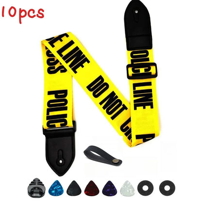 10pcs Guitar Shoulder Strap, Black and White Squares Pattern Adjustable Guitar Shoulder Strap Includes 5 Guitar Picks and 1 Hold Beauty World Shop