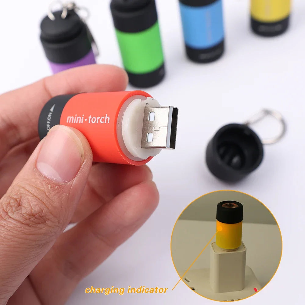 Led micro pocket flashlight portable USB rechargeable keychain flashlight waterproof home Outdoor Hiking Camping flashlight Beauty World Shop
