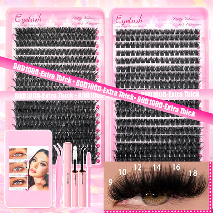 DIY Lash Extension Kit Clusters Individual Eyelashes Kit 9-16mm with Bond and Seal Wispy Natural Mange Lashes Beauty World Shop