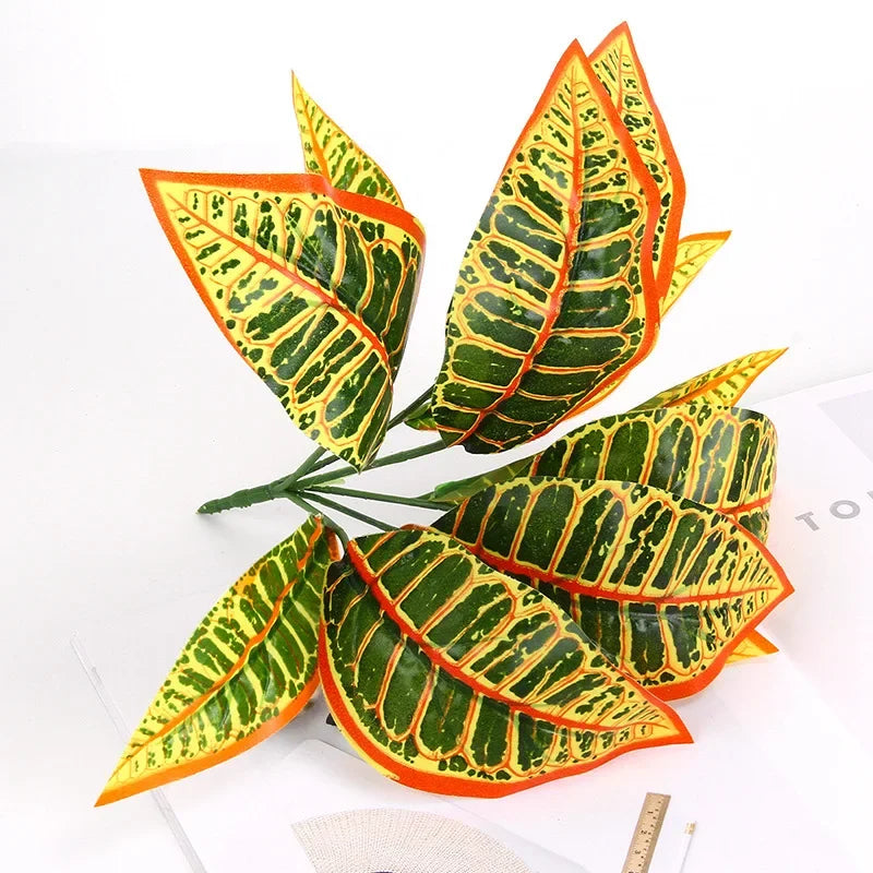 Artificial Plants Leaves Silk Tortoiseshell Leaf Dieffenbough Fake Small Fairy Taro Simulation Green Plant Living Room Decor Beauty World Shop