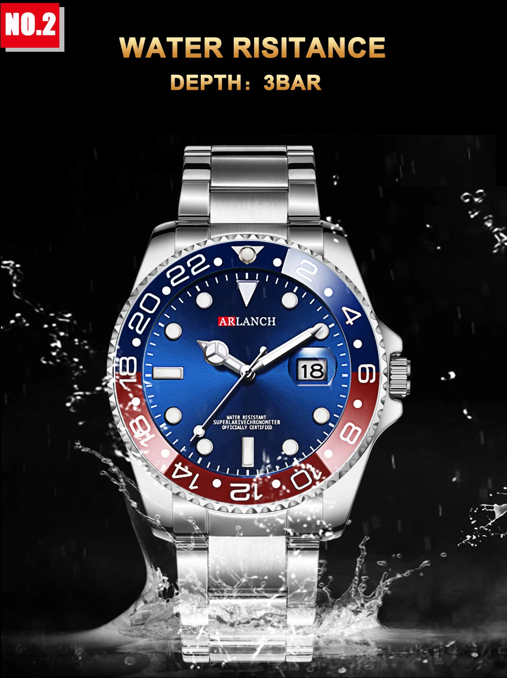 Business Stainless Steel Watch 40mm Classic Red Blue Circle Diving Series Magnifying Glass Calendar Quartz Watches montre homme Beauty World Shop