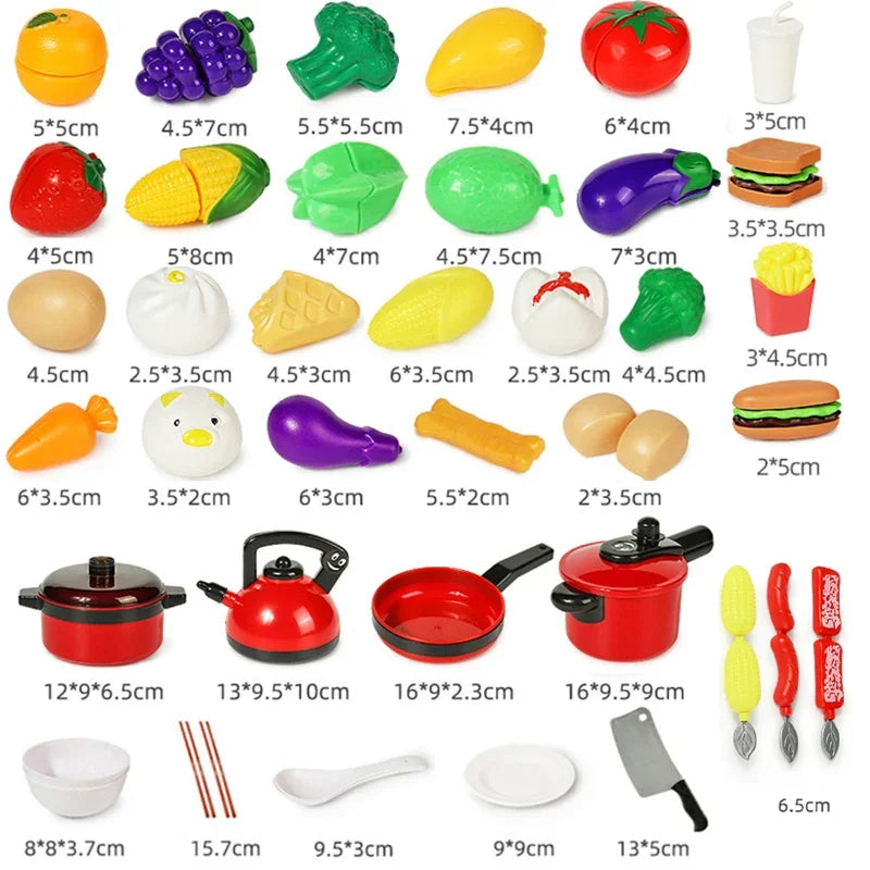 Set For Kids Girl Cooking Kitchen Toys Baby Cutting Fruit Cooking Kitchen Utensils Children's Simulation Education Pretend Play Beauty World Shop