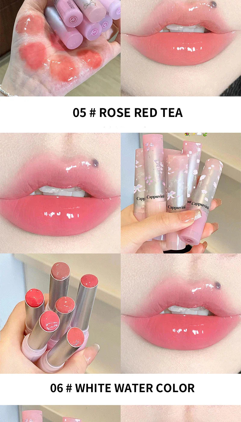 Flowery dish language lip gloss mirror lip glaze beep lip water light lasting makeup not easy to dip cup makeup Beauty Trend Shop