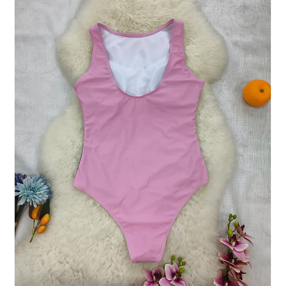 2026 New Printed One-piece Swimsuit Classic Printed Lace Up Swimsuit Women's Push Up Flower One-piece Suit Beach Wear For Female Beauty World Shop