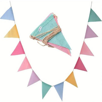 Colourful Jute Linen Pennant Flags Festival Bunting Banners Party Hanging Wedding Hanging Banner Party Garland for Home Decor Beauty World Shop
