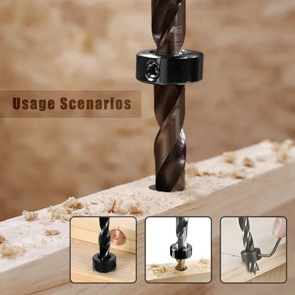 Drill Stoper Collar Set Stop Bit Ring Shaft Limit Metric Lock Steel Press Depth Ajustable Positioner Hole Guide Woodwork Tool Beauty World Shop