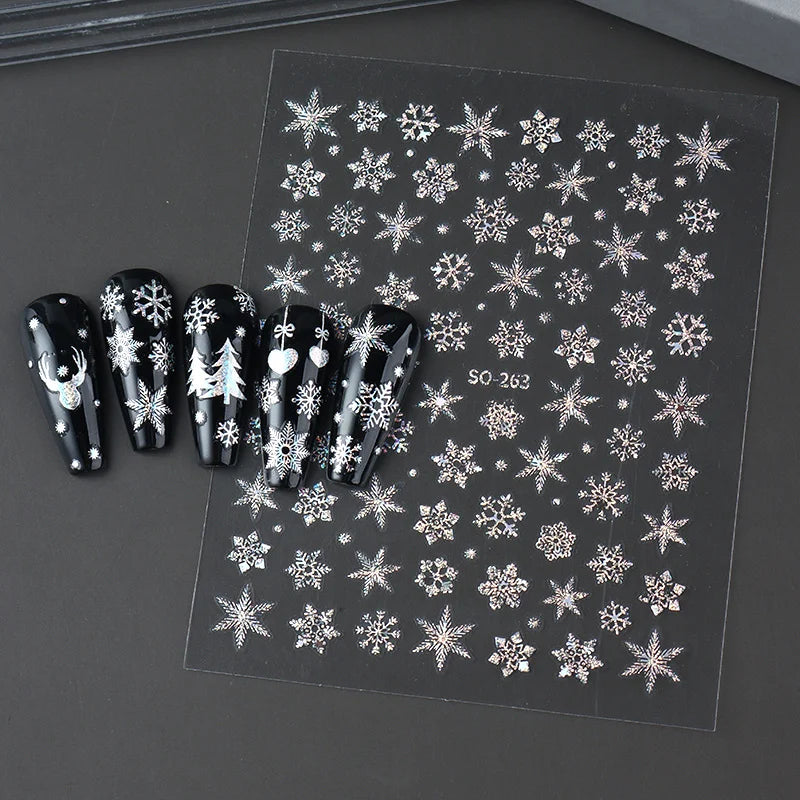 2pc Holographic Christmas Nail Art Stickers Iridescent Laser Snowflake Deer Tree Winter Slider Decals New Year Manicure Supplies Beauty World Shop