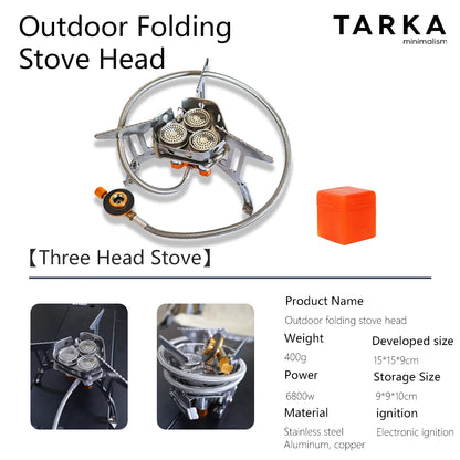 TARKA Camping Gas Stove 5800w 3 Head Gas Burner Tourist Strong Fire Furnace Climbing Hiking Equipment Picnic Kitchen Cookware Beauty World Shop