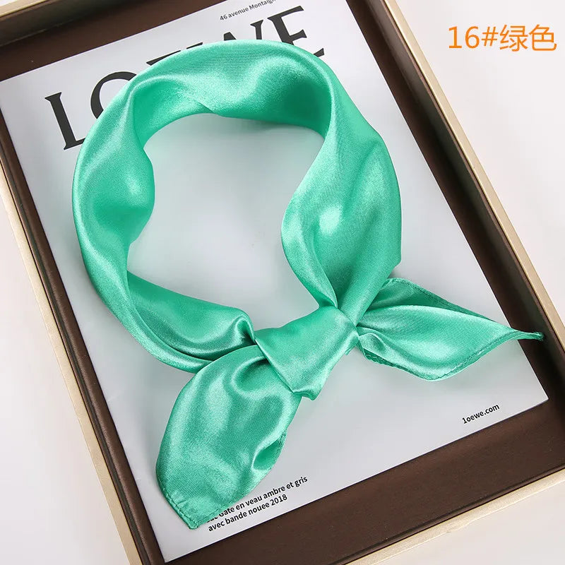 New Solid 60x60cm Square Scarf Single Imitation Silk Bright Light And Satin Performance Scarves Party Gift Beauty World Shop