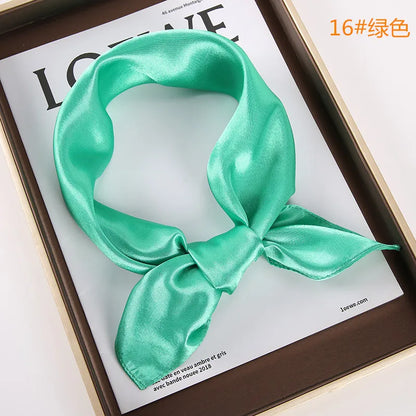 New Solid 60x60cm Square Scarf Single Imitation Silk Bright Light And Satin Performance Scarves Party Gift Beauty World Shop