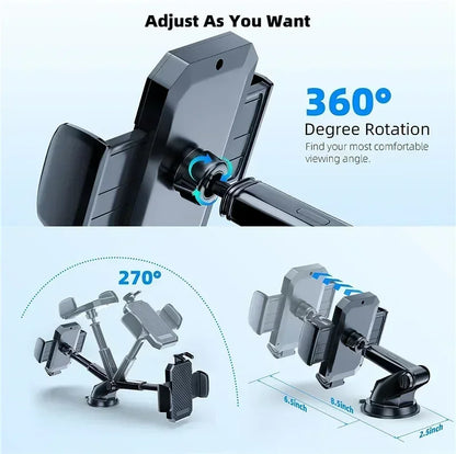360° Windshield Car Phone Holder Car Dashboard Mobile Cell Support Bracket Universal Sucker for iPhone 16 15 14 Samsung Xiaomi Beauty World Shop