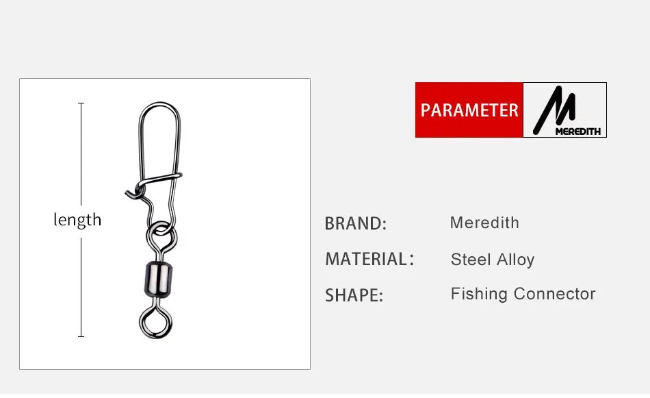 MEREDITH Pike Fishing Accessories Connector 50PCS Pin Bearing Rolling Swivel Stainless Steel Snap Fishhook Lure Swivels Tackle Beauty World Shop