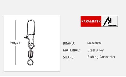 MEREDITH Pike Fishing Accessories Connector 50PCS Pin Bearing Rolling Swivel Stainless Steel Snap Fishhook Lure Swivels Tackle Beauty World Shop