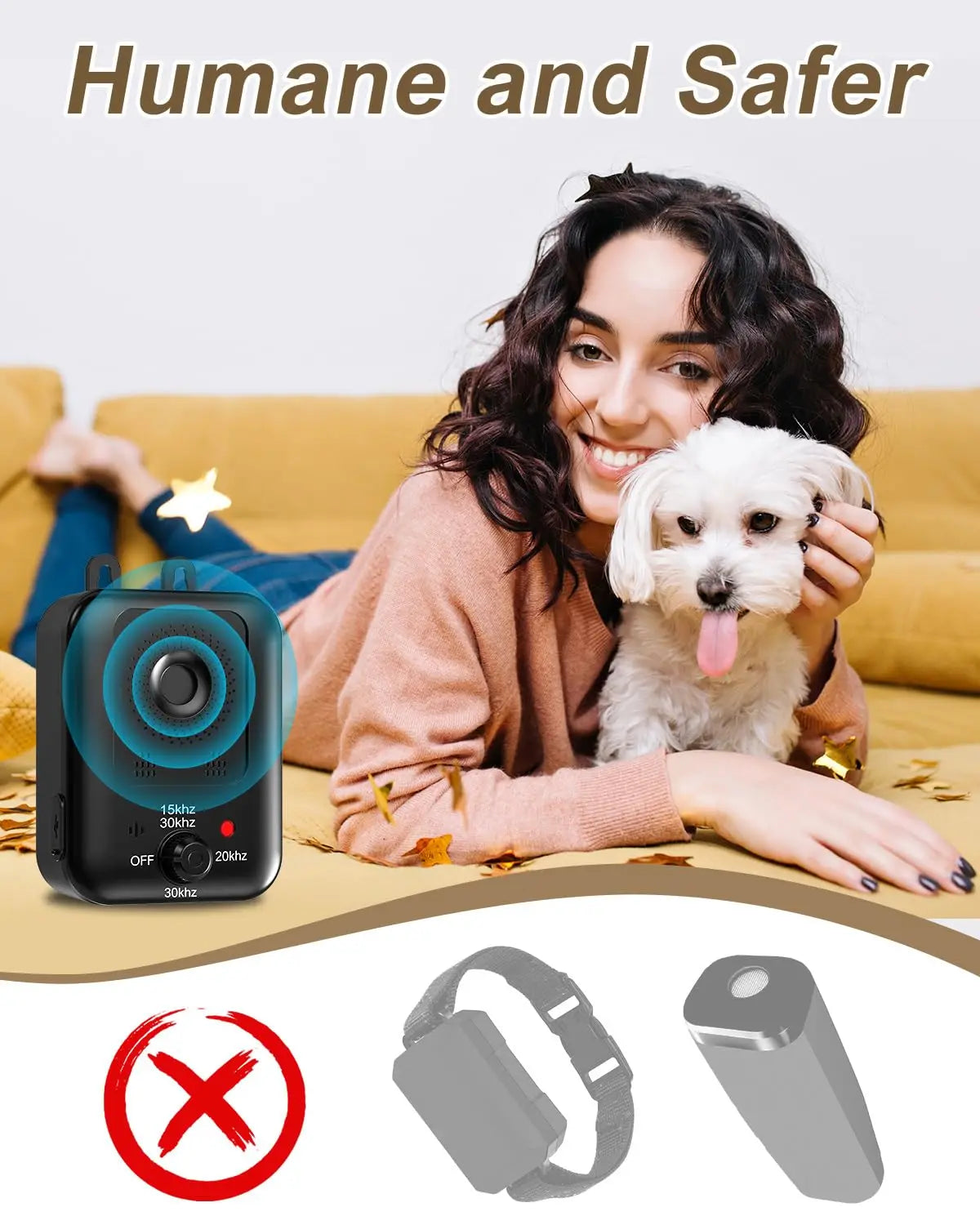 Automatic anti-barking device for dog barking control, rechargeable ultrasonic dog barking deterrent device, outdoor and indoor Beauty World Shop