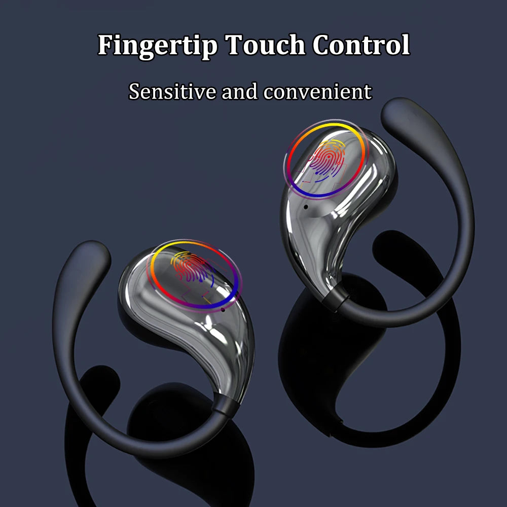 Bluetooth 5.4 Ear Hook Headphones TWS Wireless Earphones HiFi Stereo Waterproof Headsets LED Display Long Standby Touch Earbuds Beauty World Shop