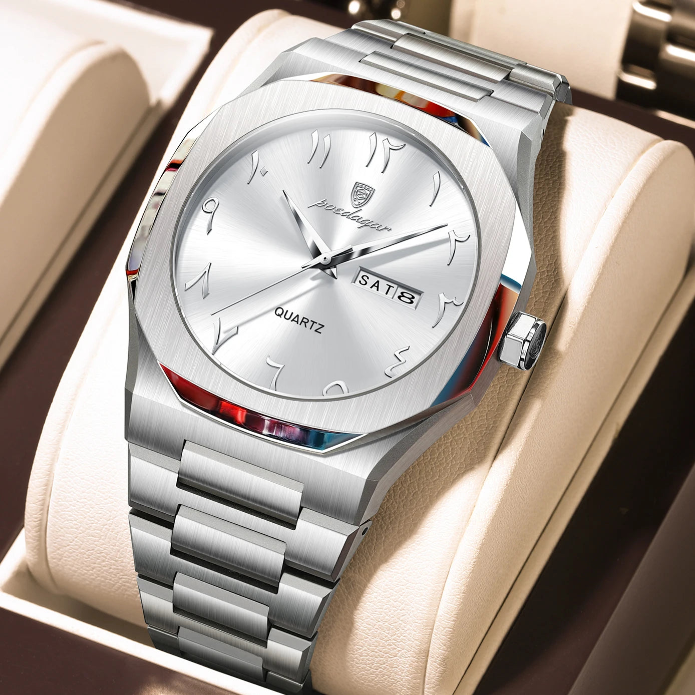 POEDAGAR Original Luxury Men's Watch Waterproof Week Date Fashion Men Wristwatch Quartz Stainless Steel Man Watches Reloj Hombre Beauty World Shop