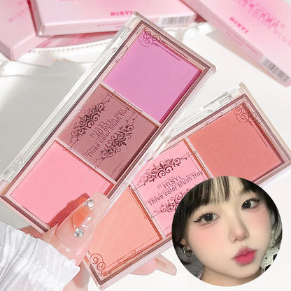 3-Color Cheek Red Plate Nude Makeup Natural Matte Milk Tea Orange Eye Shadow Makeup Lasting High Color Rendering Invisible Beauty World Shop