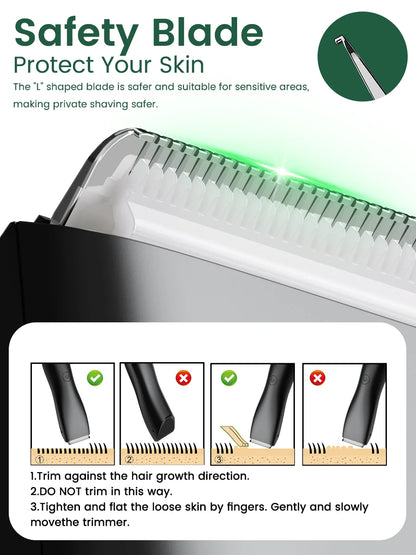Men's Electric Groin & Body Shaver - Waterproof Dual Head Trimmer Kit w/ LED Light & Foil Blades Beauty World Shop