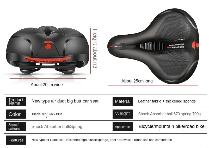 ESLNF Hollow Breathable Bicycle Saddle MTB Road Bike Saddle Shock Absorbing Comfortable Big Butt Bike Seat Bicycle  Accessories Beauty World Shop