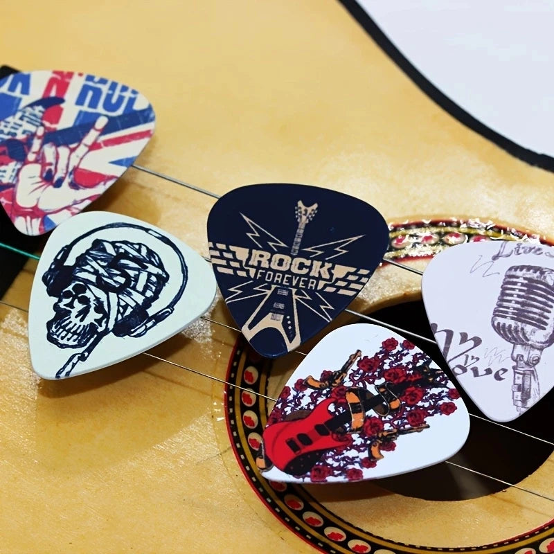 0.46/0.71/1.0mm 50pcs guitar paddle Acoustic guitar Picks ukulele Musical instrument accessories cartoon style pick with box Beauty World Shop