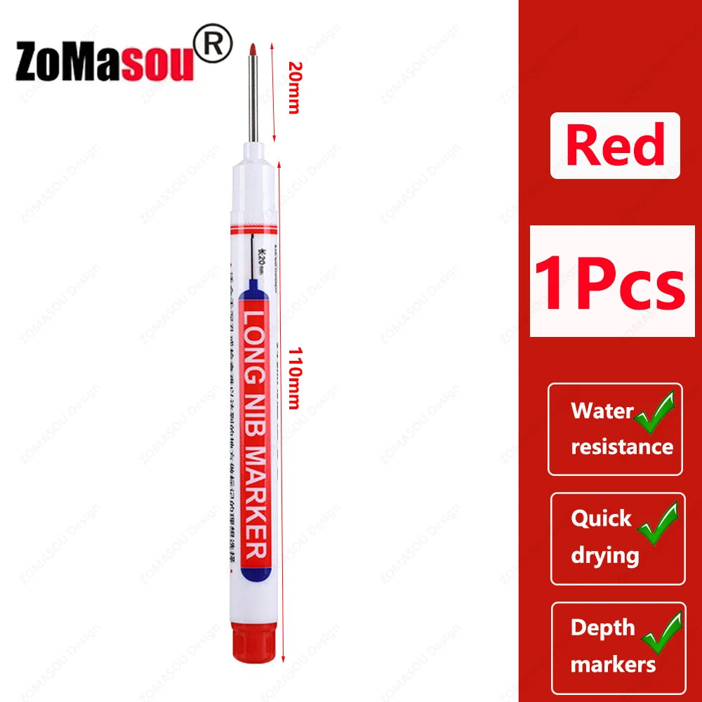 1-100Pcs 2cm Waterproof Long Head Markers Deep Hole Marker Pen for Metal Carpenter Red/Black/Blue/Green Ink Woodworking Tools Beauty World Shop