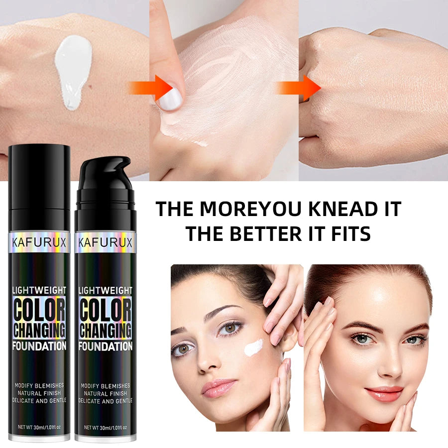 1PC Magic Color Changing Foundation Liquid Soft Matte Long Lasting Hydrating Makeup Base Cream for All Different Skin Tone Beauty World Shop