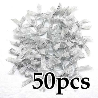(50 Pcs) 4*4cm Colourful Ribbon Bows Small Size Polyester Satin Ribbon Bow Flower DIY Craft Decoration Beauty World Shop