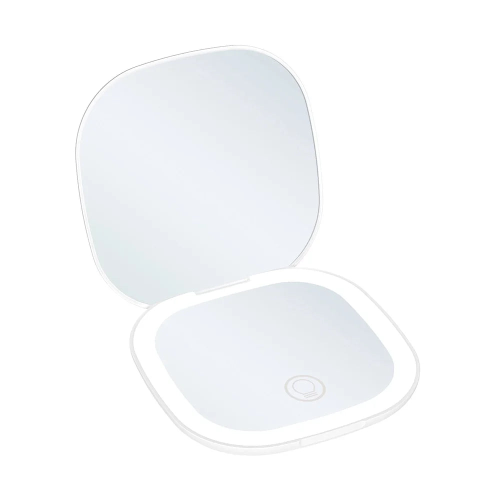 Mini Compact Foldable Pocket Hand Led Makeup Mirror With Led Light 5x/10x Magnification Rechargeable And Small Beauty World Shop
