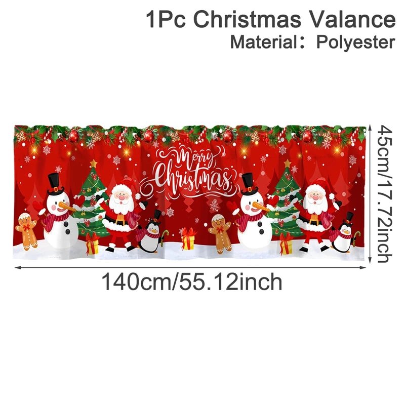 Christmas Short Curtains Valances Merry Christmas Decorations For Home 2025 Xmas Navidad Kitchen Bedroom Ornaments New Year 2026 Beauty World Shop