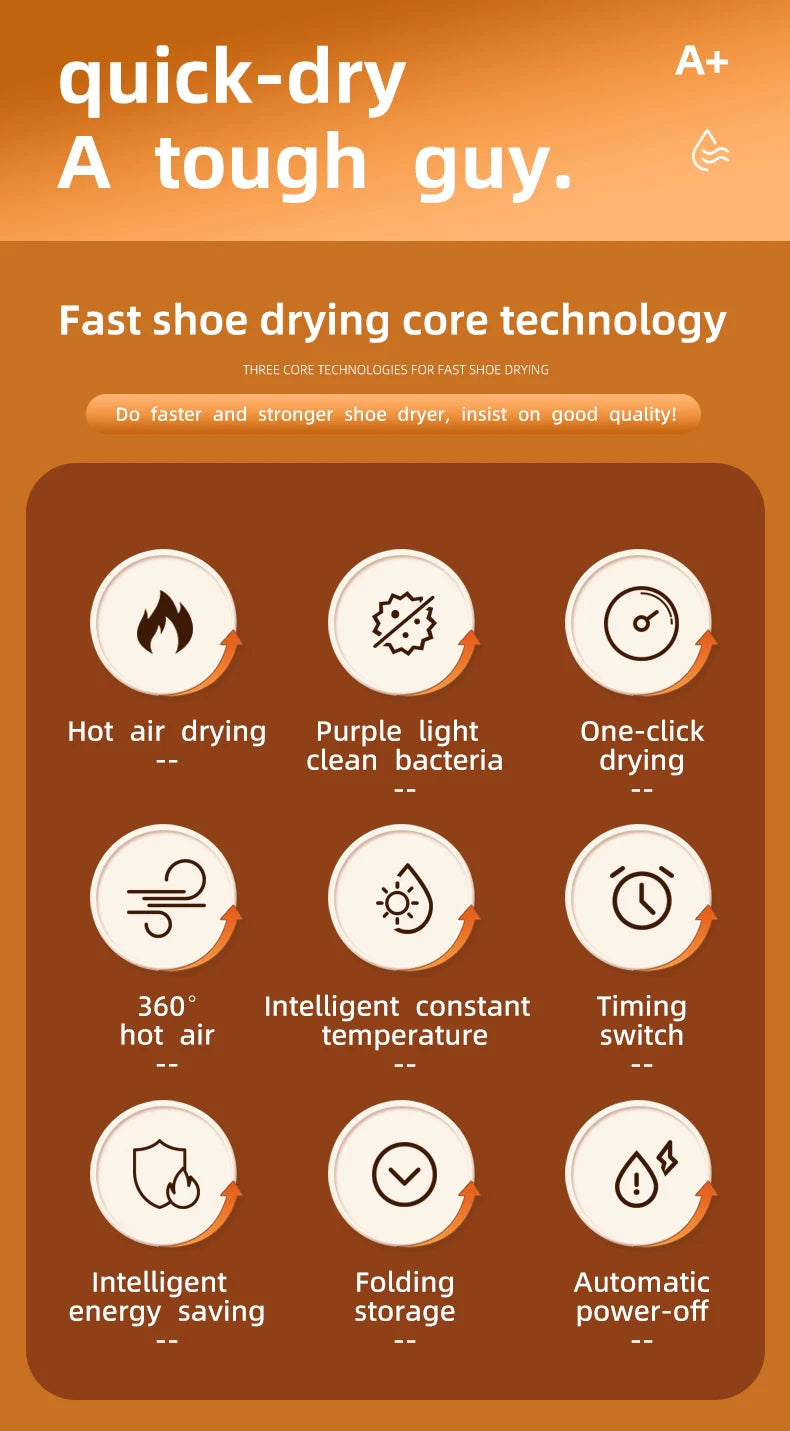 HOMEFISH Intelligent Shoe Dryer Quick Drying Deodorizing Sterilizing Adjustable Timer Household Shoe Warmer And Heater Beauty World Shop