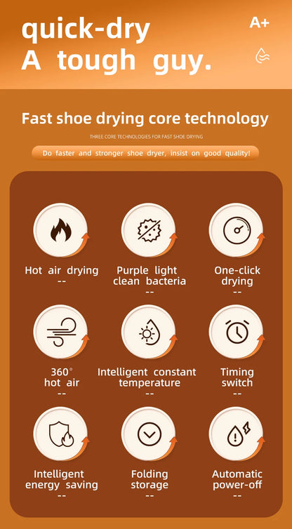 HOMEFISH Intelligent Shoe Dryer Quick Drying Deodorizing Sterilizing Adjustable Timer Household Shoe Warmer And Heater Beauty World Shop