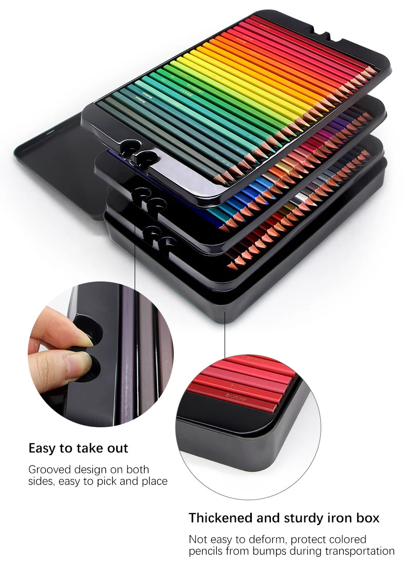 Brutfuner 48/72/120/150/160/180Colors Pencils Professional Oil Wood Soft Watercolor Pencil For School Draw Sketch Art Supplies Beauty World Shop