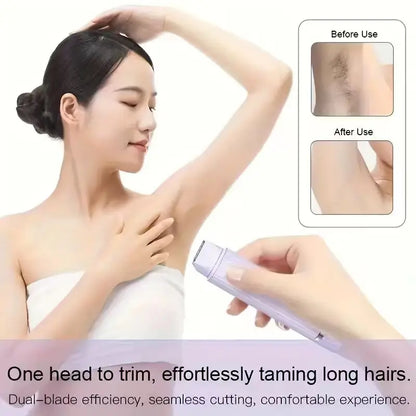 Electric Shaver, Portable Hair Removal Device, Rechargeable Electric Shaver, Painless 2-in-1 Dual Head Shaver Beauty World Shop
