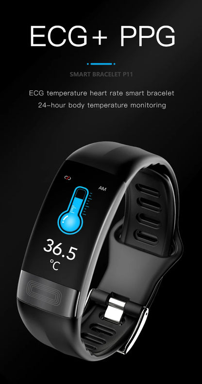 ECG+PPG Smart Wristband Fitness Tracker for Women Men Calorie Blood Pressure Waterproof Sport Smartband Health Smartwatch Beauty World Shop
