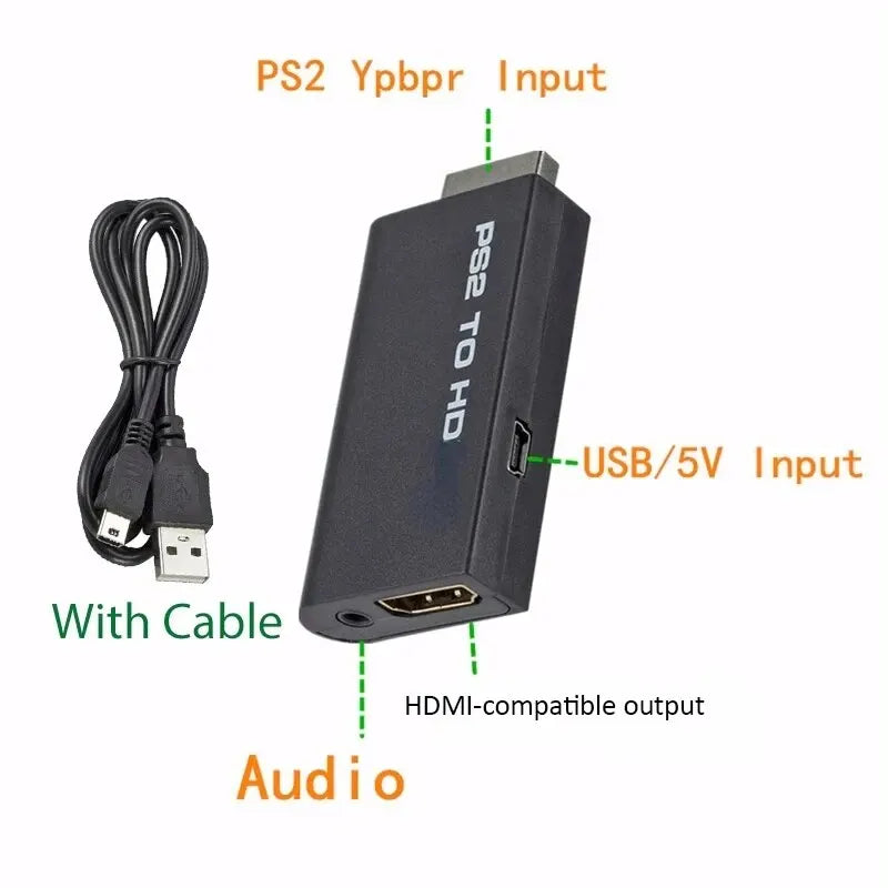 Hdmi To Ps2 Compatible Converter Adapter Audio And Video With 3.5mm Audio Cable Supports Pc All Ps2 480i 480p 576i Display Modes Beauty World Shop