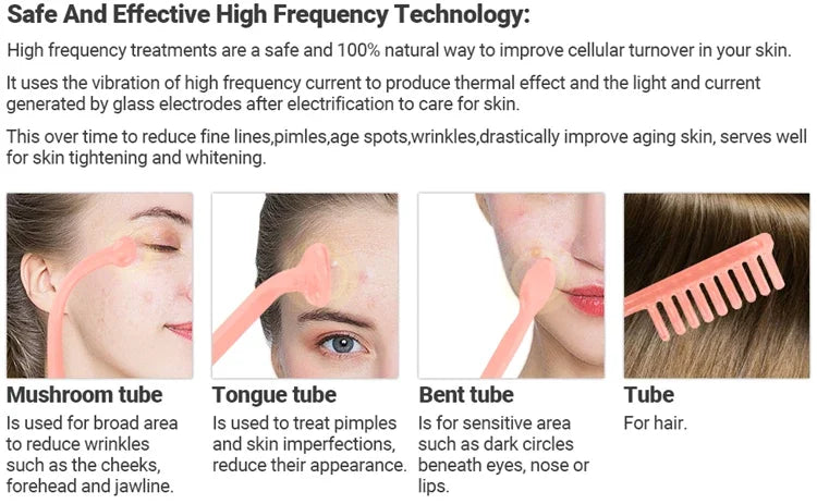 4 In 1 Handheld Electric For Face Skin Beauty Tools Portable High Frequency Facial Therapy Wand Acne Treatment Machine Neon Wand Beauty World Shop