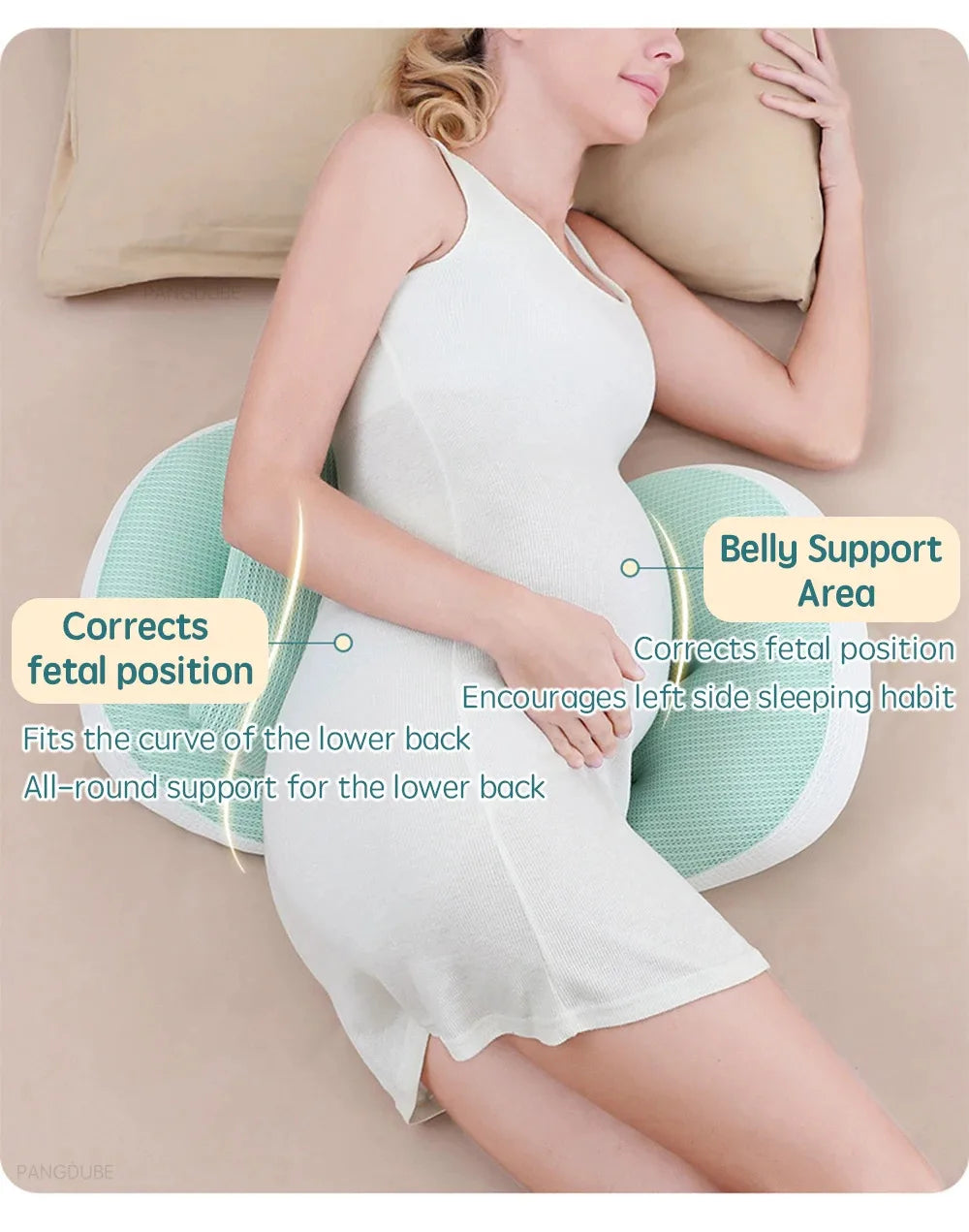 PANGDUBE Pregnancy Pillow with 1pc Free An Auxiliary Pillow Cotton Waist Support Pillow for Pregnant Women Sleeping Body Pillow Beauty World Shop